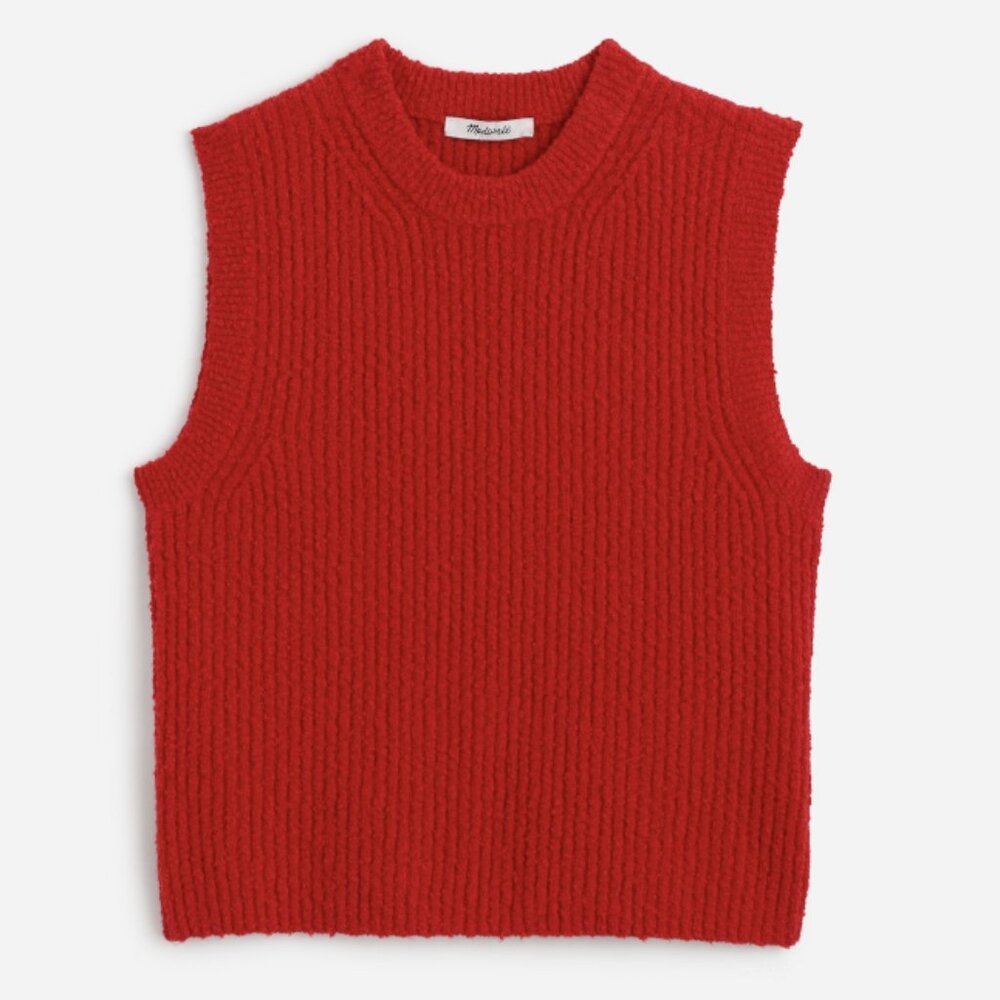 NWT  Madewell Bouclé-Knit Sweater Tank - Cerise Red